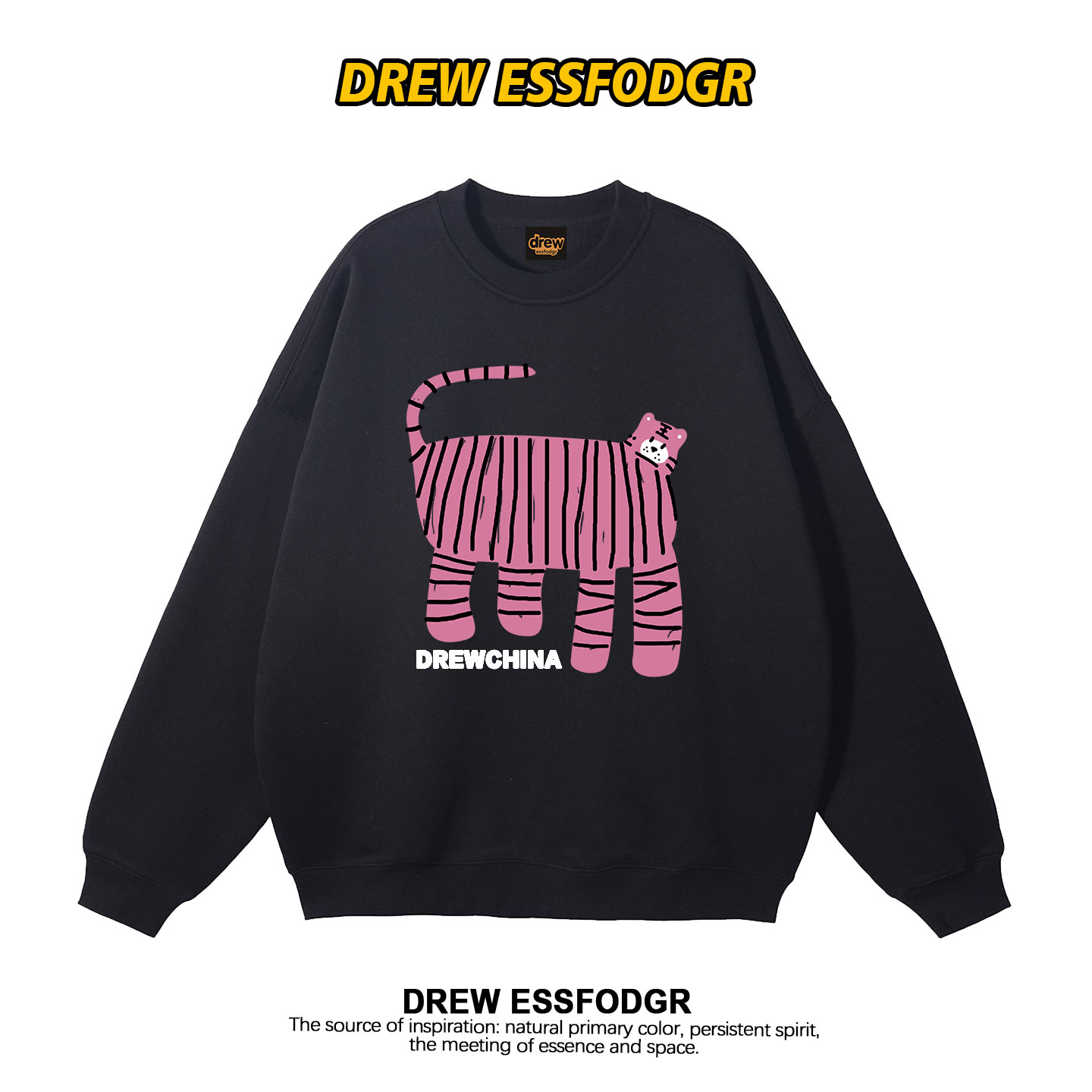 drew美式潮牌趣味卡通老虎卫衣