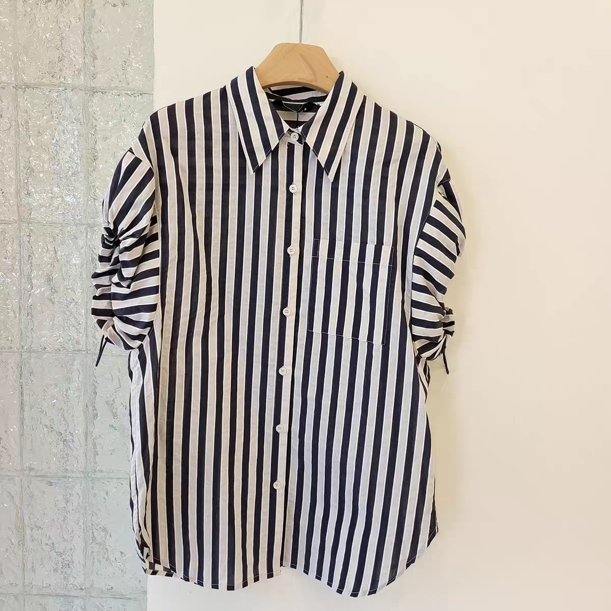 特价韩XU专柜正品新款夏装女士休闲宽松条纹衬衫上衣