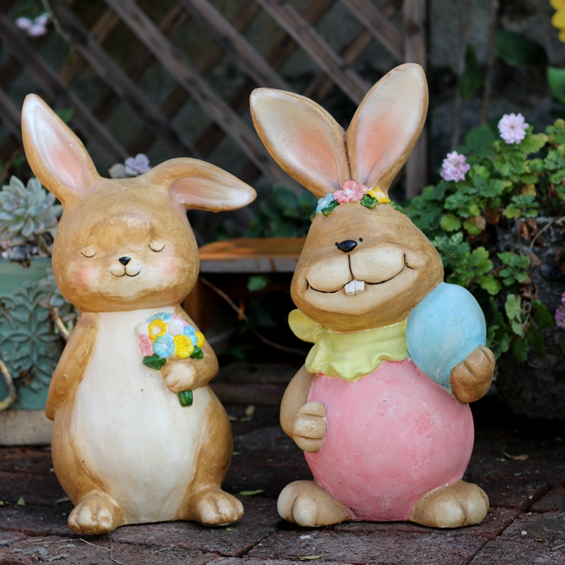 园林景观雕塑小品卡通兔子花盆户外花园庭院装饰别墅花缸创意摆件