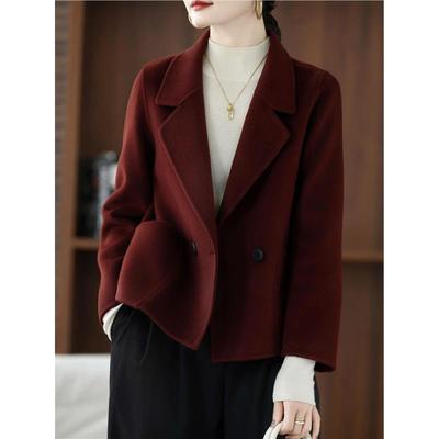 爆款高端双面羊毛大衣女短