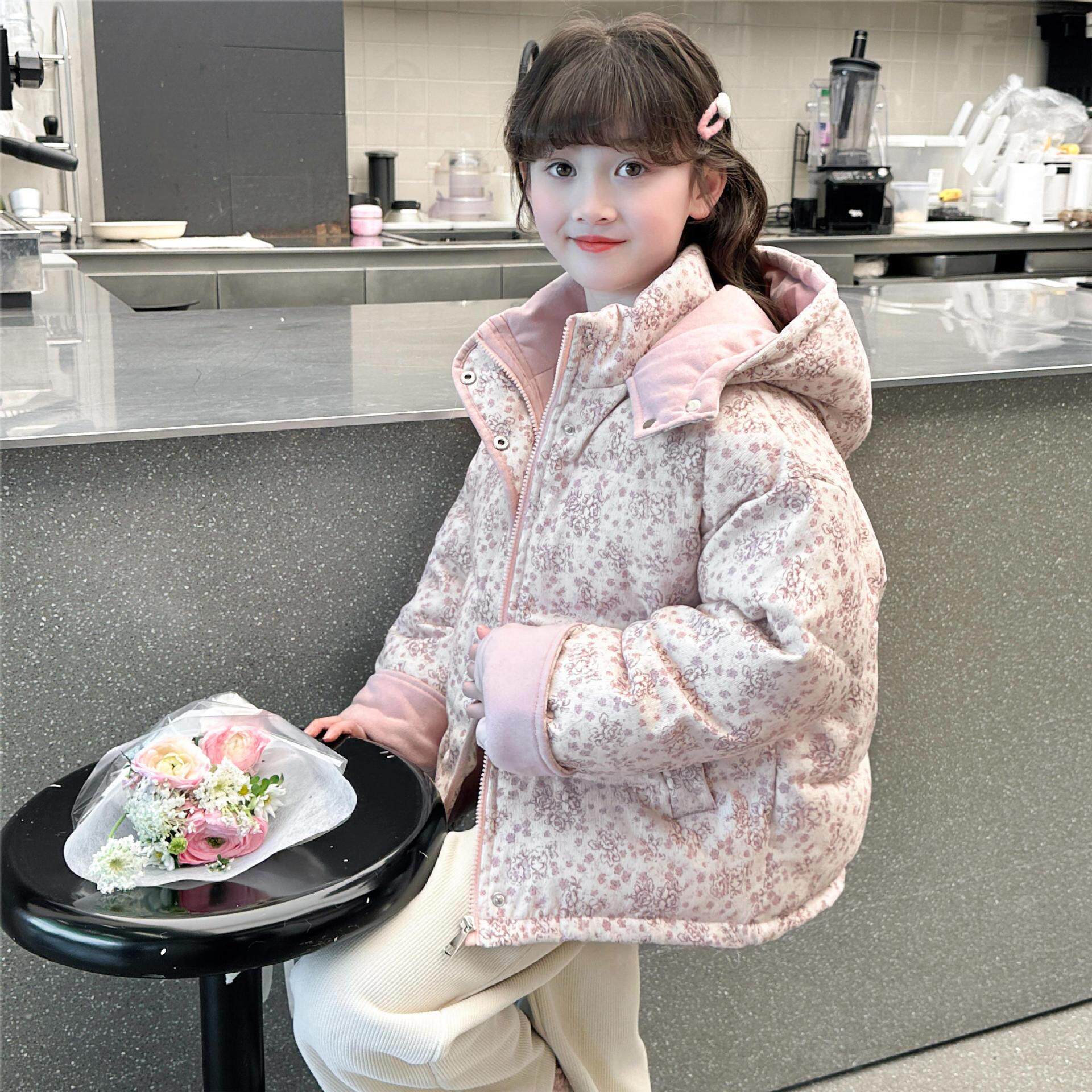 女童棉服2026新款洋气儿童碎花棉衣加厚中大童冬季宝宝棉袄外套
