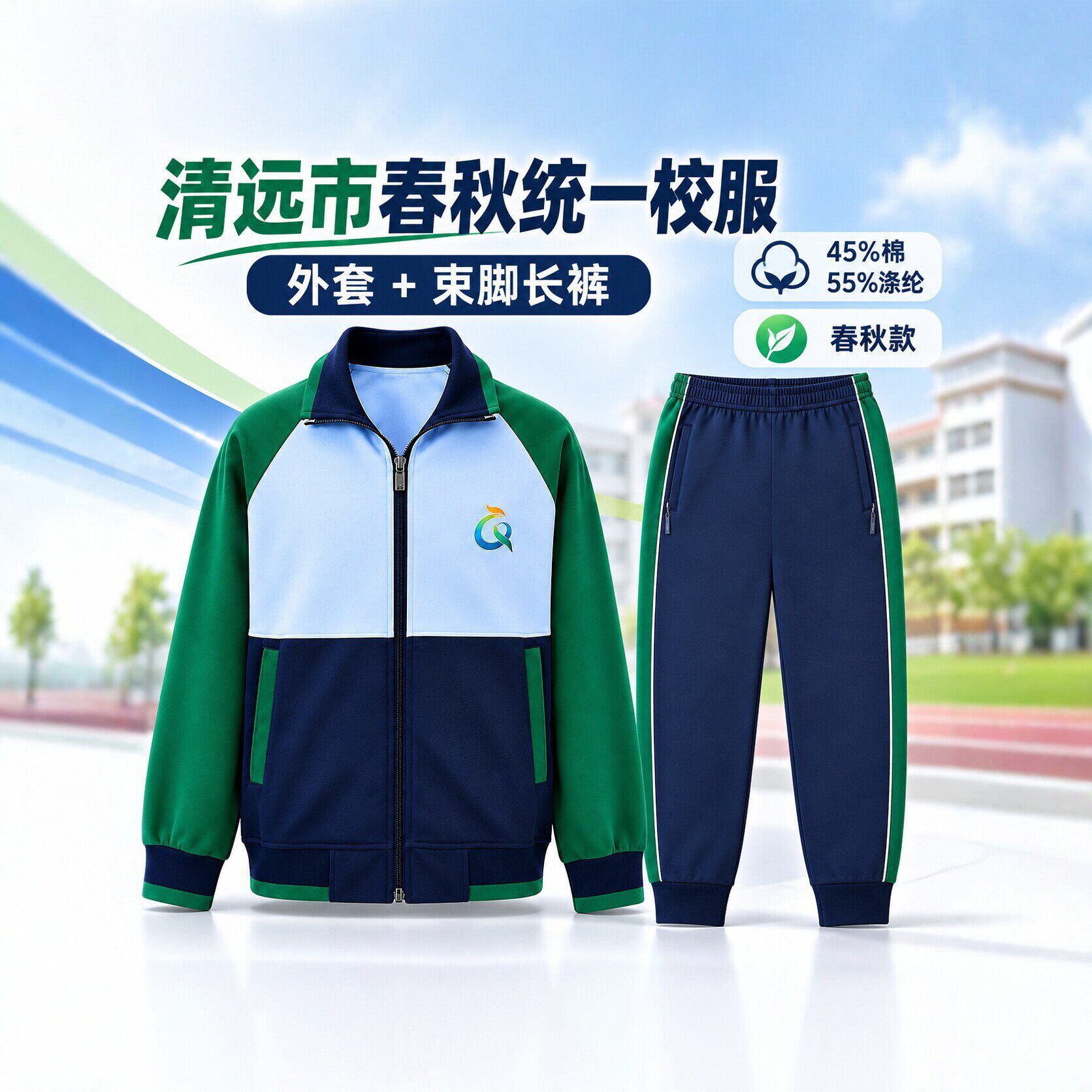清远统一校服春秋外套长裤夏套装
