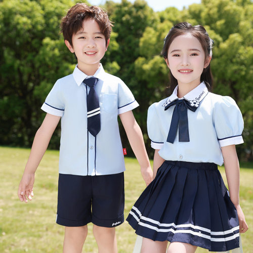 小学生校服夏季短袖儿童大合唱演出服幼儿园园服英伦风毕业照班服