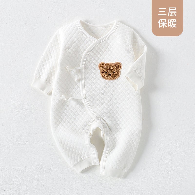 婴儿加棉连体衣保暖薄棉爬服哈衣