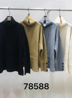 衣R国际高领宽松毛衣女冬季新款慵懒风宽松洋气套头针织衫78588