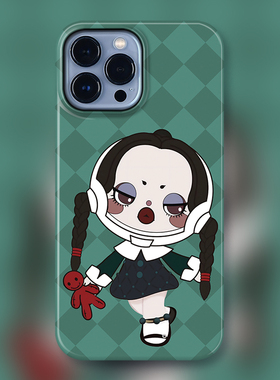 POP潮玩SP亚当斯一家盲盒适用iPhone15Promax苹果手机壳潮牌14防摔套13个性12女孩11暗黑沉默温丝黛WEDNESDAY