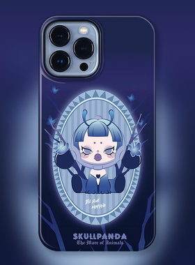 POP周边SP第七代手办食梦动物适用iPhone15Promax苹果手机壳潮牌14防摔套13个性12/11可爱卡通静谧暗黑蓝闪蝶