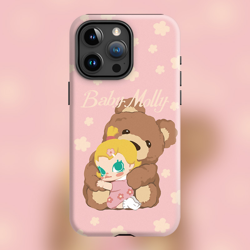 2025潮玩新款16plus茉莉适用iPhone15Promax苹果粉色BABYMOLLY手机壳14防摔套13磨砂软壳磁吸Magsafe棕熊抱抱
