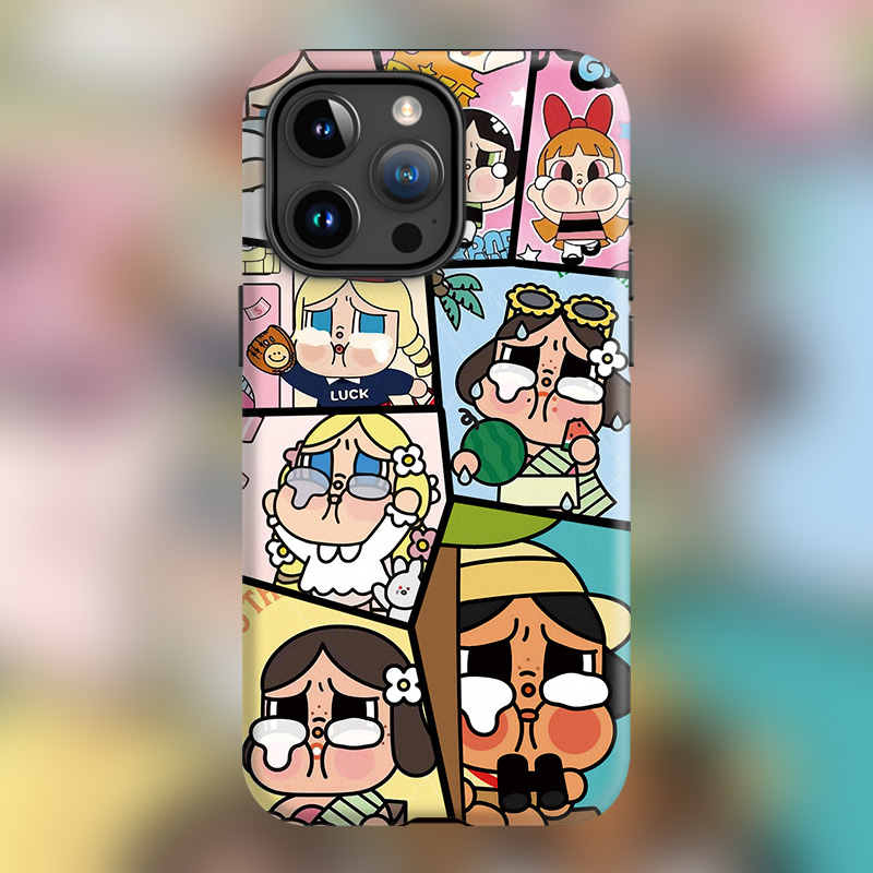 CRYBABY集合潮玩新款16plus眼泪工厂适用iPhone15Promax苹果手机壳14防摔套13磨砂哭娃拼图软壳磁吸Magsafe女