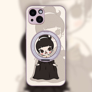 泡泡玛特适用iPhone17promax磁吸手机壳iPhone17air带支架16plus新款15pro茉莉MOLLY支架14/13magsafe小羊皮