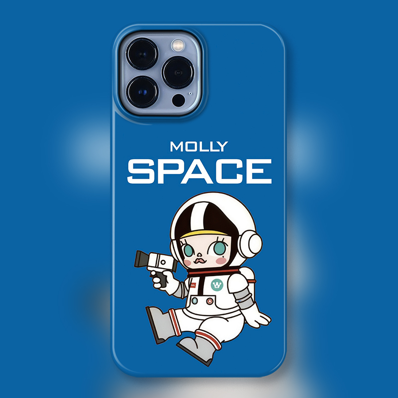 MEGA SPACE MOLLY盲盒潮玩适用iPhone15Promax苹果手机壳潮牌14防摔套13个性11可爱卡通太空宇航员茉莉蓝色12