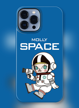 MEGA SPACE MOLLY盲盒潮玩适用iPhone15Promax苹果手机壳潮牌14防摔套13个性11可爱卡通太空宇航员茉莉蓝色12