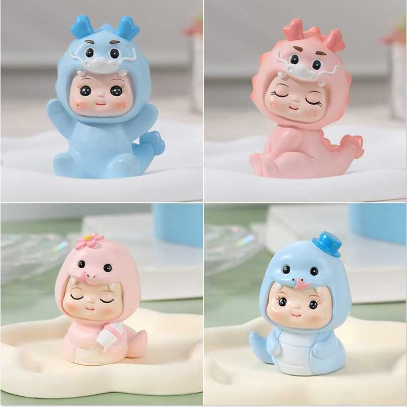 2025蛇年蛋糕装饰摆件粉色蓝色龙宝蛇宝宝周岁满月生日装饰插件