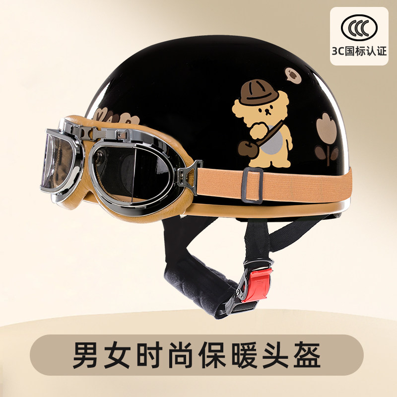 VAR电动摩托车哈雷头盔男四季女机车COOLMAX内衬可爱冬季3C安全帽