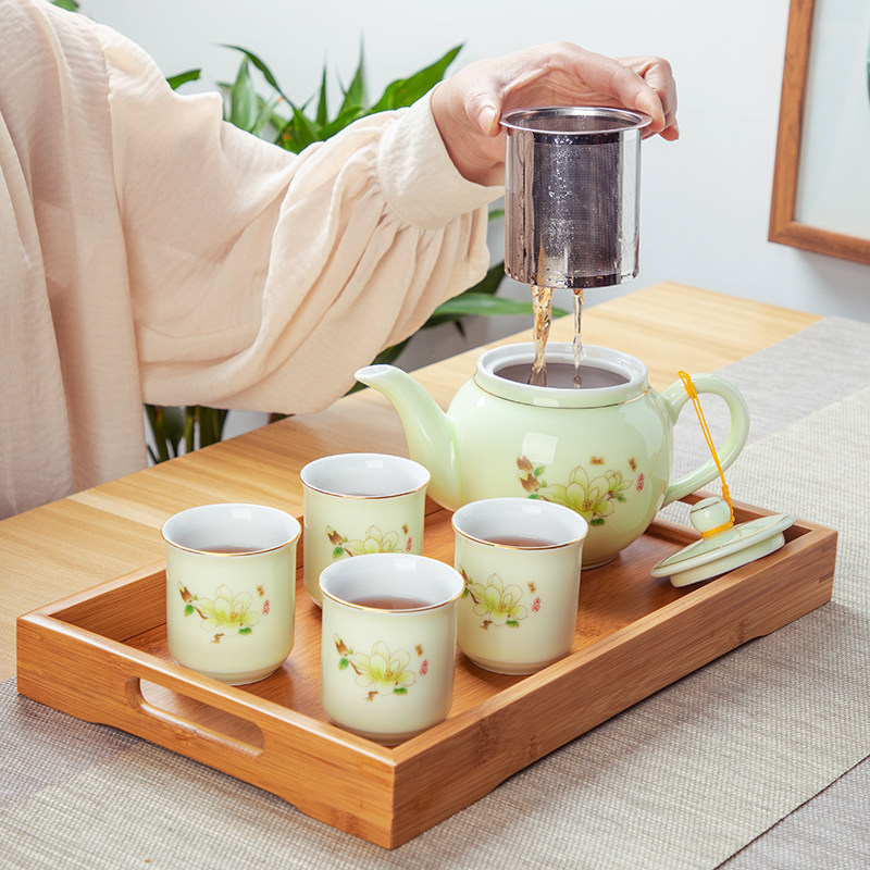 陶瓷功夫茶壶茶具套装带不锈钢过滤网单壶茶杯大号容量家用泡茶器