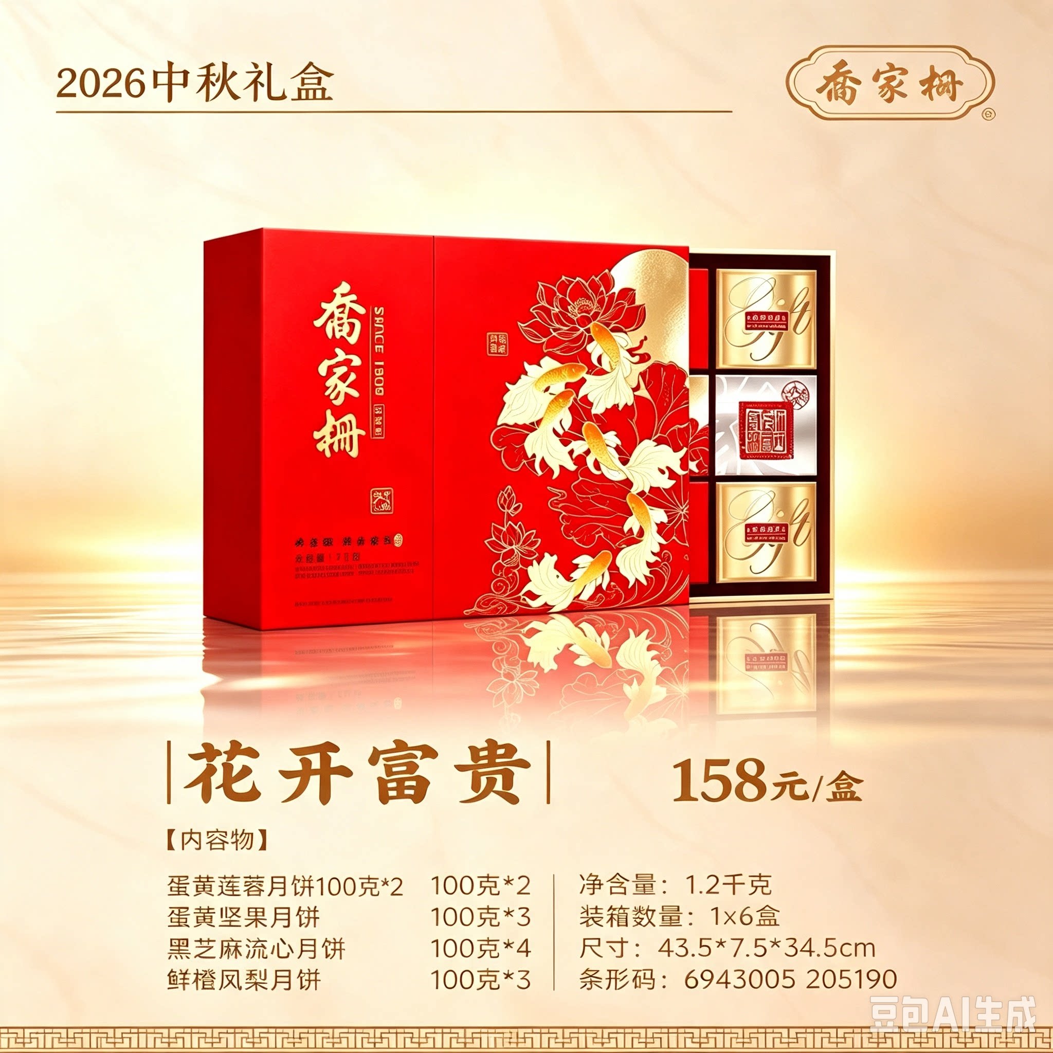 乔家栅中秋月饼高档江西南昌中秋礼盒送客户12饼豪华长辈花开富贵