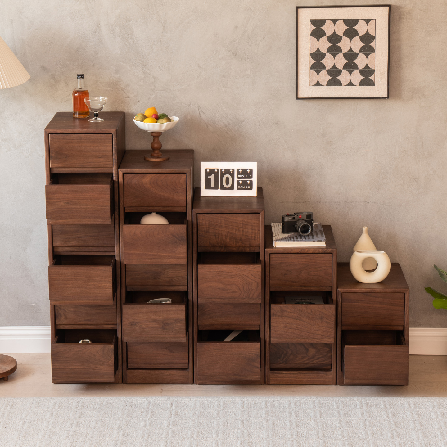 北美黑胡桃木斗柜收纳柜