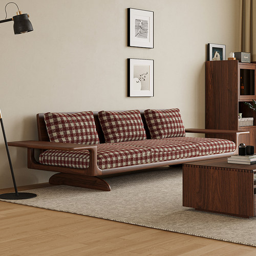 北美黑胡桃木全实木三人位沙发