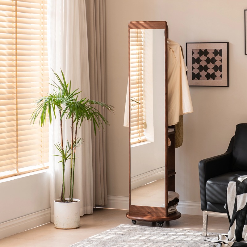 北美黑胡桃木全身镜可移动