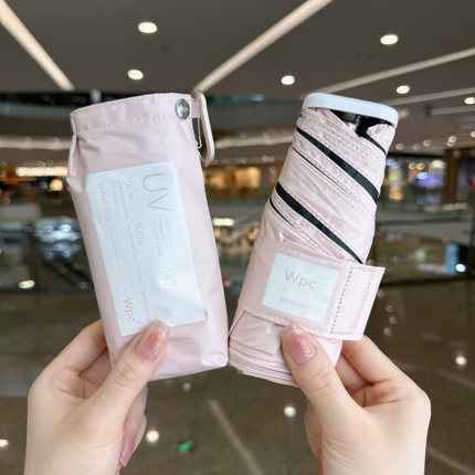 日本Wpc.轻量五折纯色迷你晴雨卡片伞超轻黑胶防晒紫外线UV遮阳伞