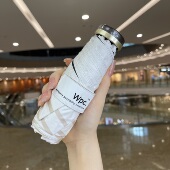 日本wpc.条纹爱心五折黑胶遮阳伞防晒UV紫外线晴雨超轻小巧太阳伞