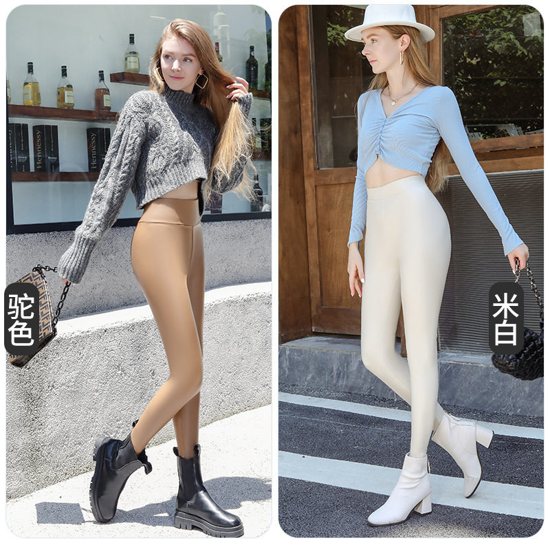 2025秋冬新款加绒加厚PU皮裤女高腰显瘦紧身小脚裤