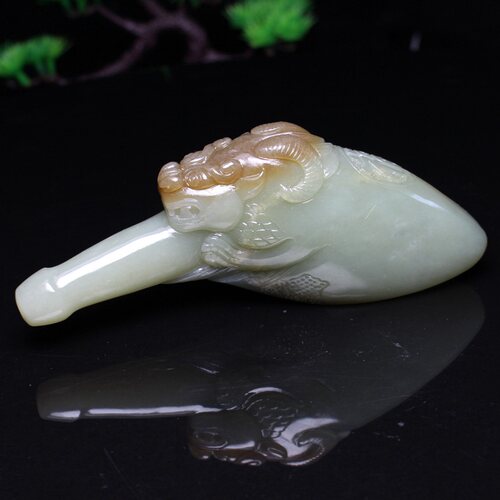 雲海缘原创和田玉籽料俏色糖霸气招财貔貅手把件福烟嘴玉石过滤器