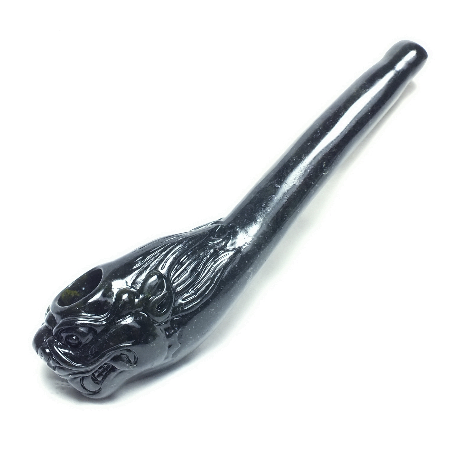 天然玉石墨玉云海缘手工雕做