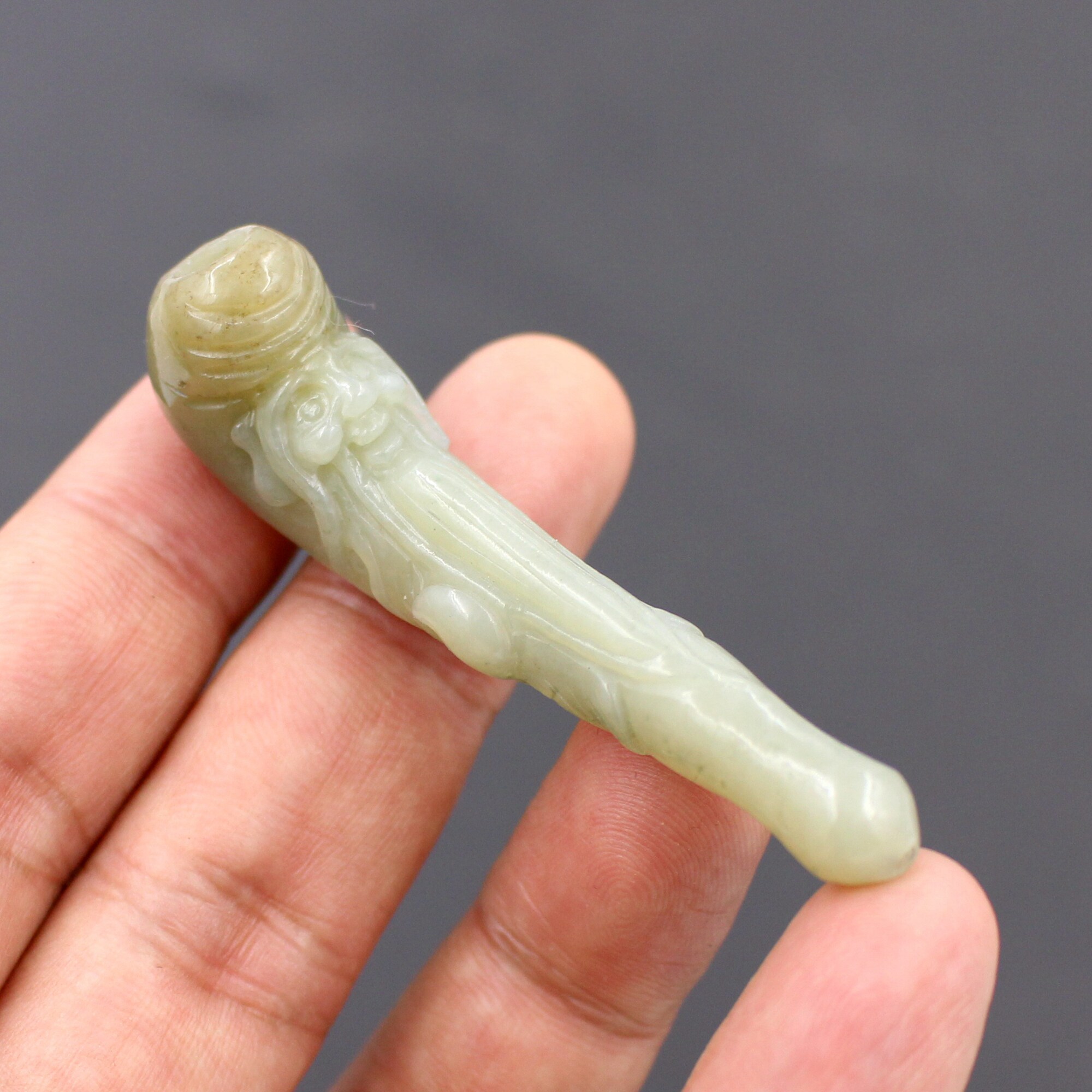 天然新疆和田玉烟嘴且末料雕刻福寿桃星玉石烟嘴循环过滤细烟嘴