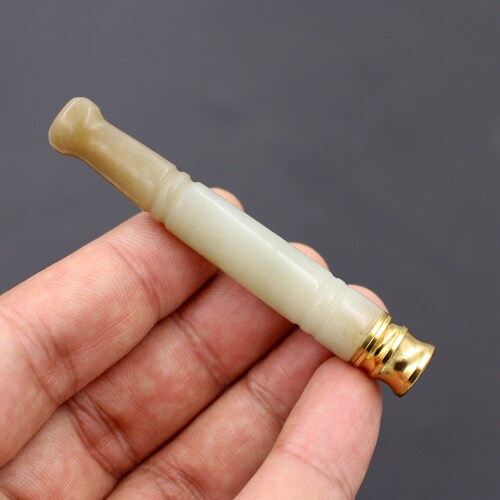 雲海缘和田玉且粗细两用烟嘴男女