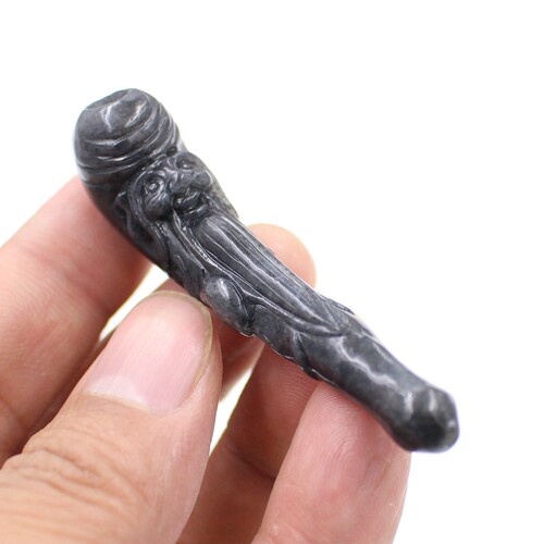 天然新疆和田玉烟嘴青花仔料雕刻福寿星玉石烟嘴循环过滤细烟嘴