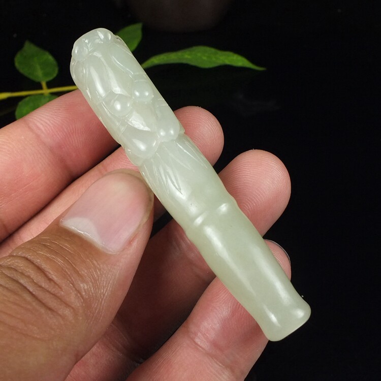 雲海缘新疆和田玉玉石白玉貔貅烟嘴招财兽过滤嘴烟斗烟袋烟具把玩