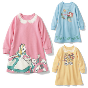 出口日本女童连衣裙春秋季 卡通动漫a字裙 儿童纯棉毛圈公主裙长袖