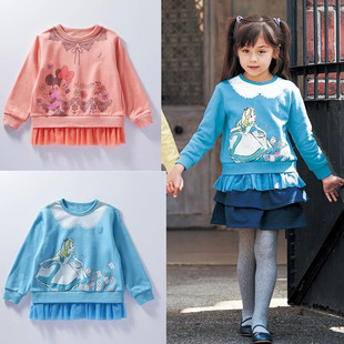 儿童卡通沙沙公主洋气上衣 日系女童纯棉毛圈圆领长袖 卫衣春秋季