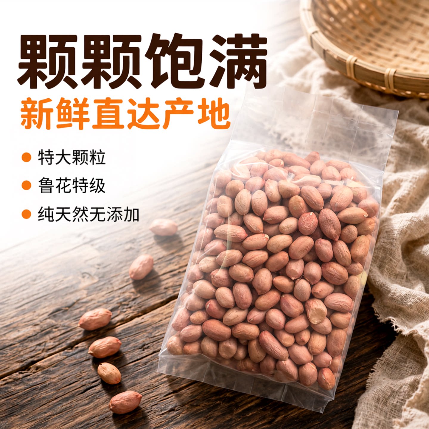 【限时特价】新鲜花生米特大颗粒白沙花生米鲁花花生米特级批发价