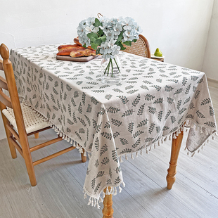 清新田园风流苏桌布客厅茶几长方形餐桌布氛围感家用布艺台布新品