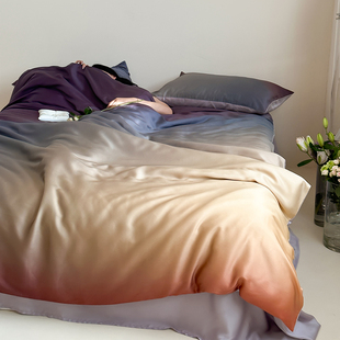 暮光之城｜夏季裸睡渐变天丝空调被四件套冰丝被套床笠床品夏凉被