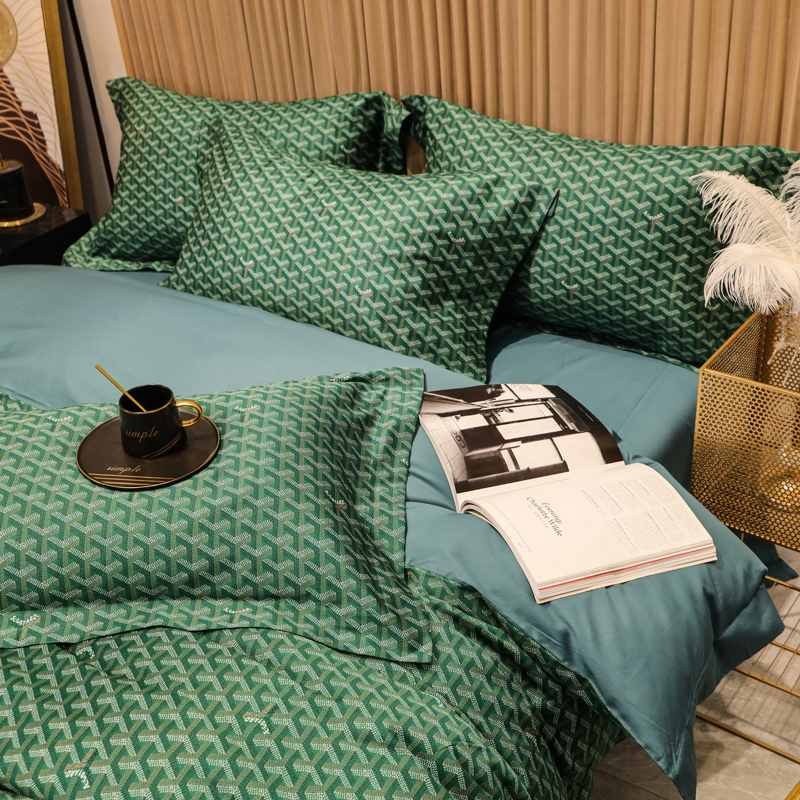 轻奢风80支四件套抽象长绒棉贡缎