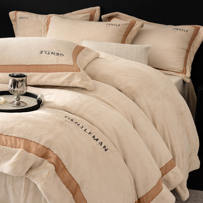 冬季轻奢加厚牛奶绒四件套