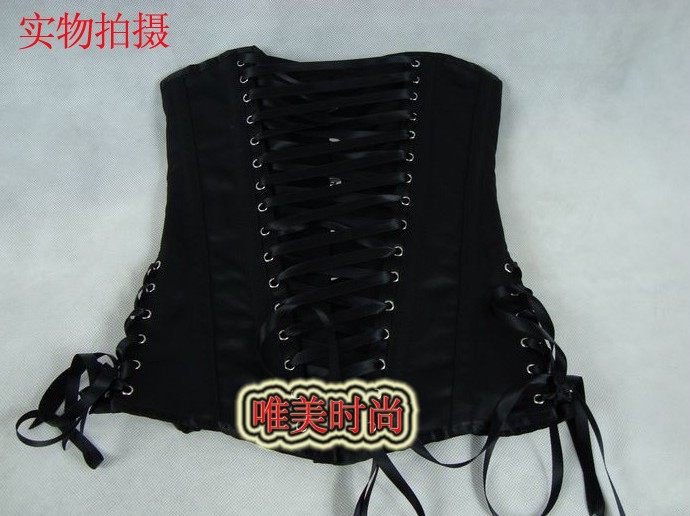 唯美时尚黑色哥特式束腰瘦腰腰封宫廷束身衣钢骨corset复古塑身衣_虎窝淘