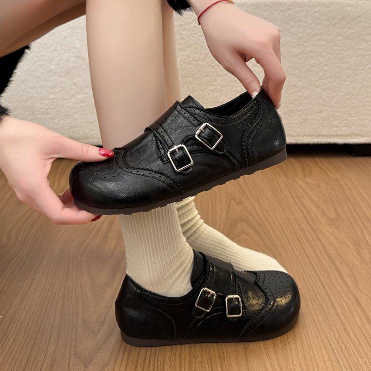 2026春季新款英伦潮流布洛克复古小皮鞋女百搭舒适洋气雕花乐福鞋,女鞋,深口单鞋,淘宝优惠券,粉丝福利购,淘宝优惠卷