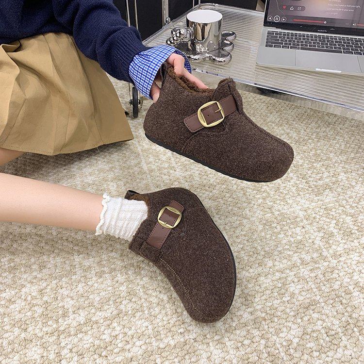 复古厚底内增高毛呢加绒勃肯鞋女冬款舒适百搭一脚蹬保暖雪地棉鞋,女鞋,勃肯鞋/软木鞋,淘宝优惠券,粉丝福利购,淘宝优惠卷