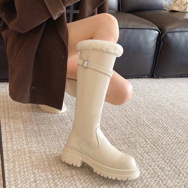 2025秋冬新款毛边加绒厚底增高韩系甜酷通勤百搭拿捏秋冬氛围长靴,女鞋,时装靴,淘宝优惠券,粉丝福利购,淘宝优惠卷