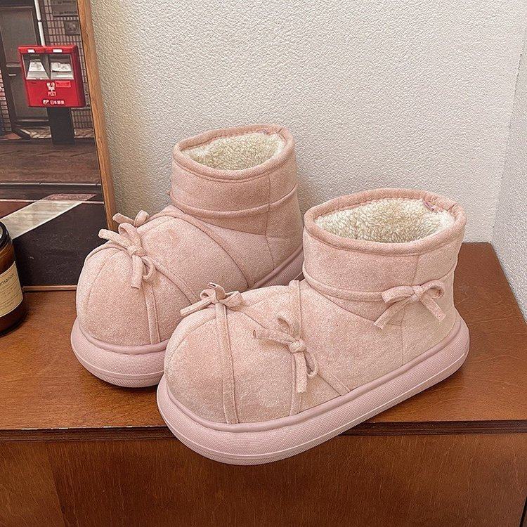 时尚可爱蝴蝶结加绒雪地靴女2025冬季新款踩屎感防滑保暖短筒棉鞋,女鞋,时尚雪地靴,淘宝优惠券,粉丝福利购,淘宝优惠卷