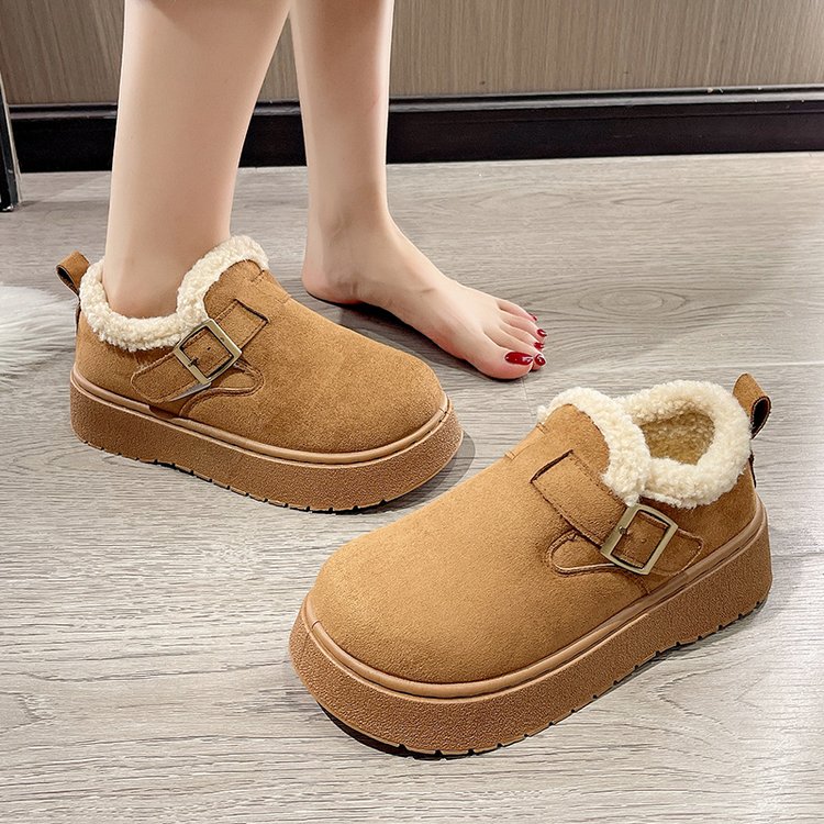 厚底雪地短靴子女冬季加绒加厚