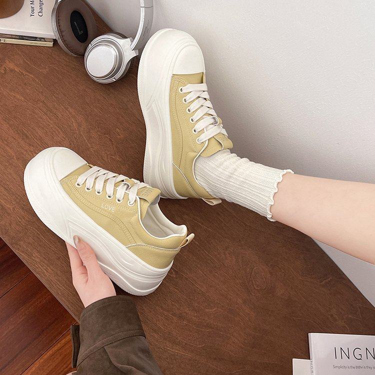 时尚增高厚底小白鞋女2026春季新款小个子百搭超火休闲白色松糕鞋,女鞋,时尚休闲鞋,淘宝优惠券,粉丝福利购,淘宝优惠卷