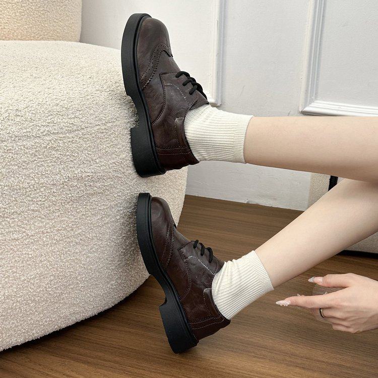复古小皮鞋女2026春季新款英伦风增高系带显瘦软底乐福鞋单鞋舒适,女鞋,深口单鞋,淘宝优惠券,粉丝福利购,淘宝优惠卷