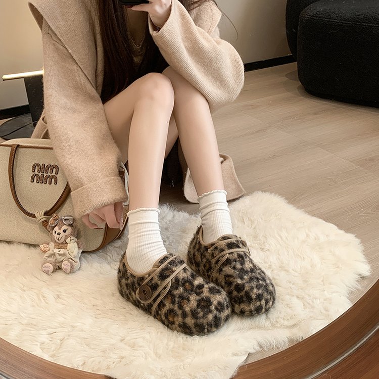 毛毛鞋魔术贴加绒保暖博肯女生