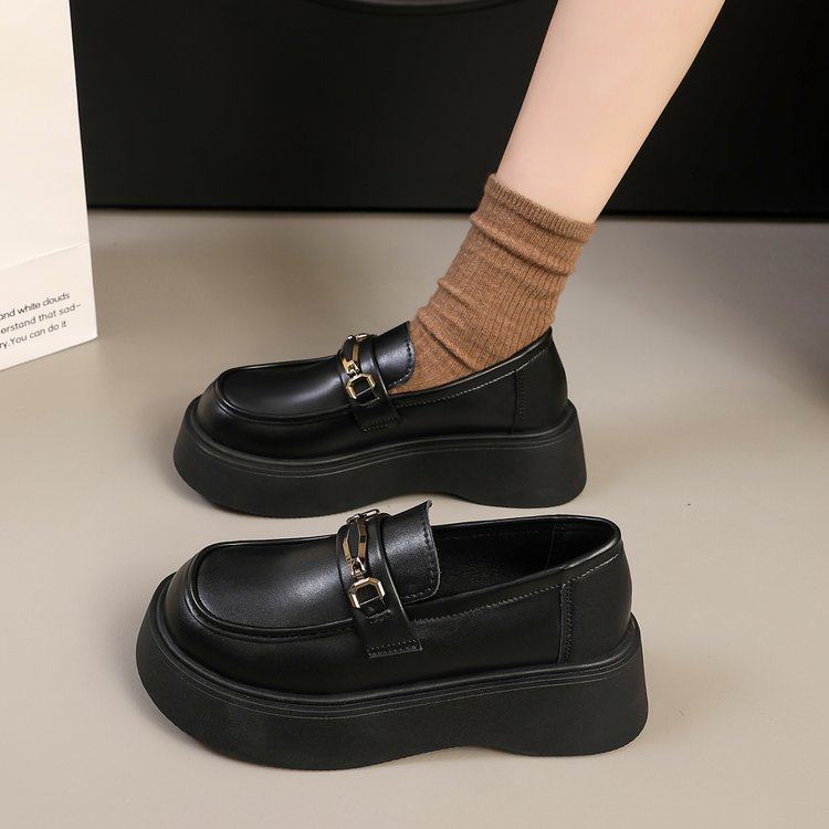 英伦风小皮鞋女2026新款春季一脚蹬黑色单鞋通勤不累脚厚底乐福鞋,女鞋,乐福鞋（豆豆鞋）,淘宝优惠券,粉丝福利购,淘宝优惠卷
