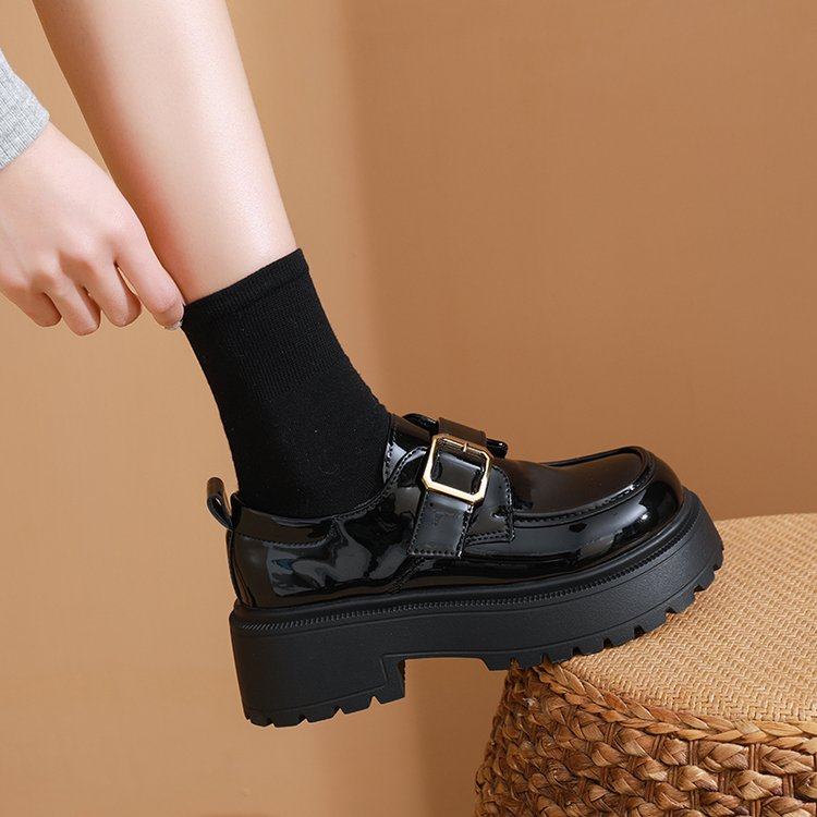 黑色小皮鞋女英伦风2026春秋新款厚底百搭日系jk单鞋子通勤乐福鞋,女鞋,乐福鞋（豆豆鞋）,淘宝优惠券,粉丝福利购,淘宝优惠卷